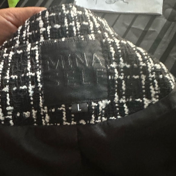 Mina Self Black & White Tweed Blazer – Size L – New with Tags - Picture 4 of 4